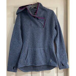 Stio Sweetwater Pullover Fleece Hoodie Snap Neck Kangaroo Pocket Blue Gray Large
